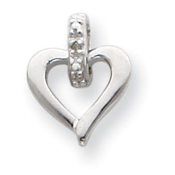 Sterling Silver Heart w/Diamond Earrings