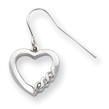 Sterling Silver Heart Diamond Earring