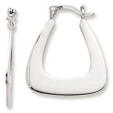 Sterling Silver Flat Triangle Hoop Earrings