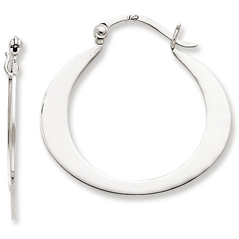 Sterling Silver Flat Oval Hoop Earrings