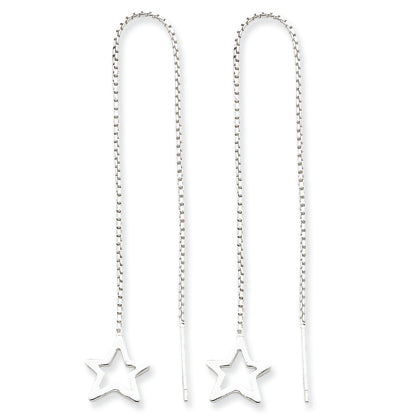 Sterling Silver Cut Out Star Threader Earrings