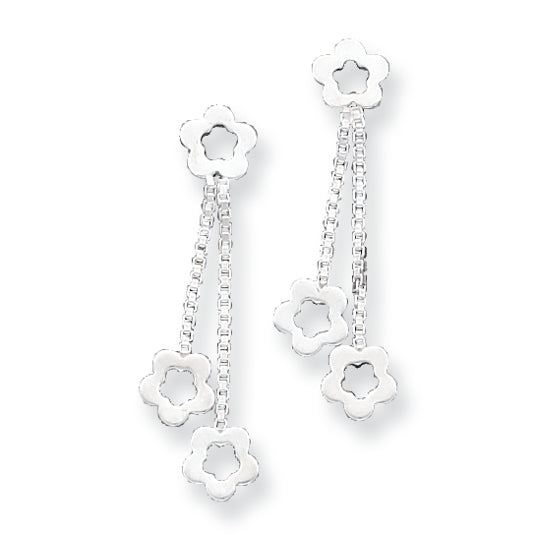Sterling Silver Flower Dangle Earrings