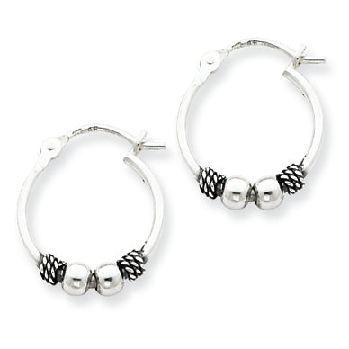 Sterling Silver Antique Fancy Hoop Earrings
