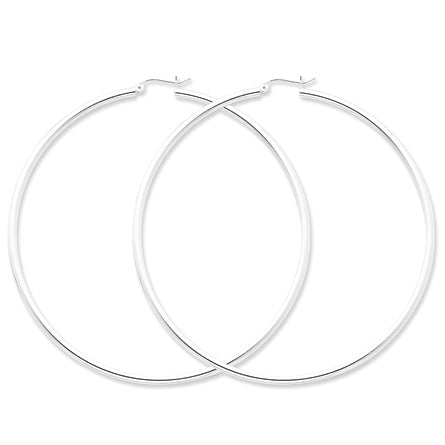 Sterling Silver 2.5mm Round Hoop Earrings