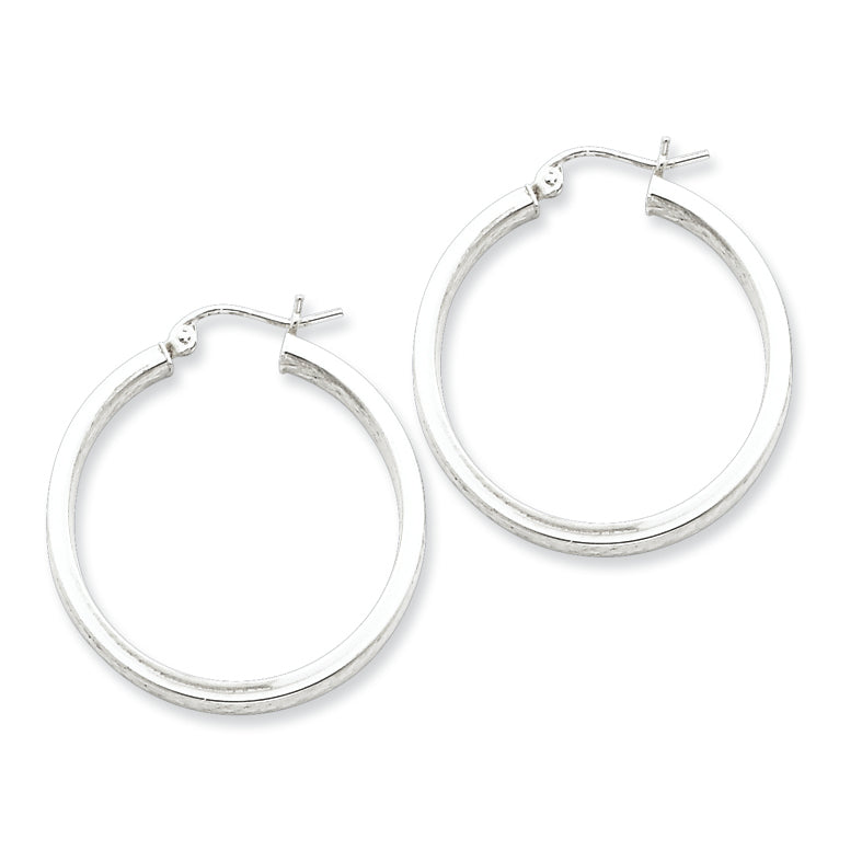 Sterling Silver In & Out 3mm Diamond Cut Hoop Earrings