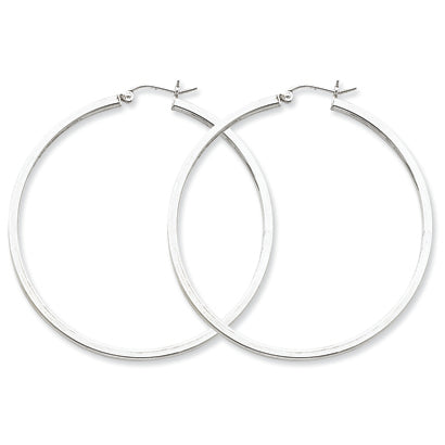 Sterling Silver 2mm Square Tube Hoop Earrings