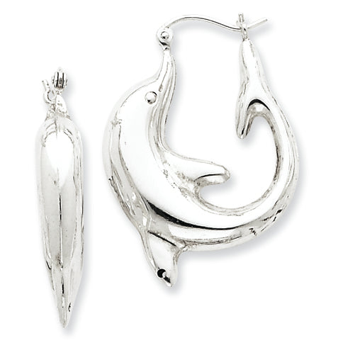 Sterling Silver Dolphin Hoop Earrings