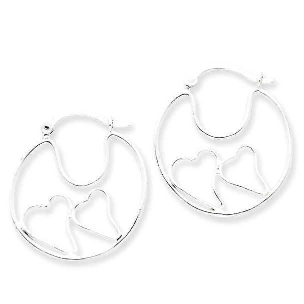 Sterling Silver Fancy Heart Earrings