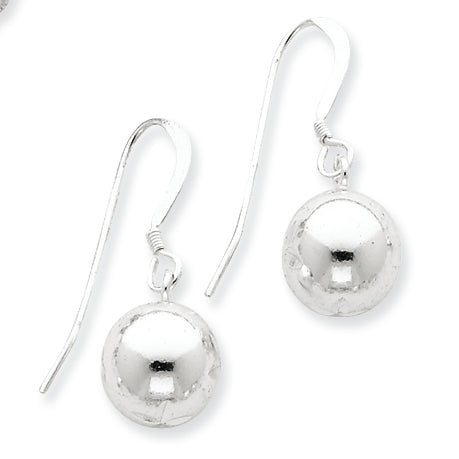 Sterling Silver 10mm Diamond Cut Bead Dangle Earrings