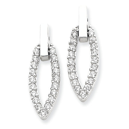 Sterling Silver CZ Dangle Post Earrings