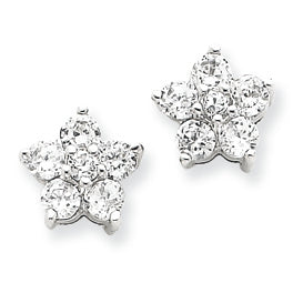 Sterling Silver CZ Flower Post Earrings