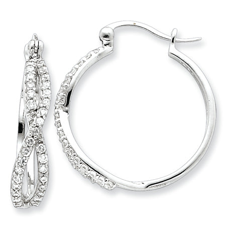 Sterling Silver CZ Hoop Earrings