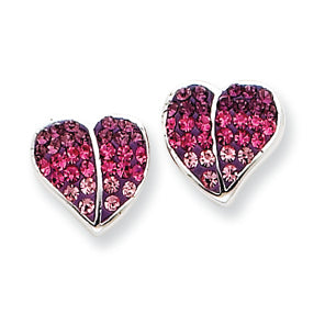 Sterling Silver CZ Ferido Style Heart Post Earrings