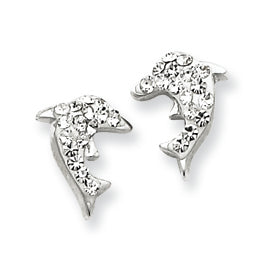 Sterling Silver w/ Swarovski Crystal Dolphin Earrings