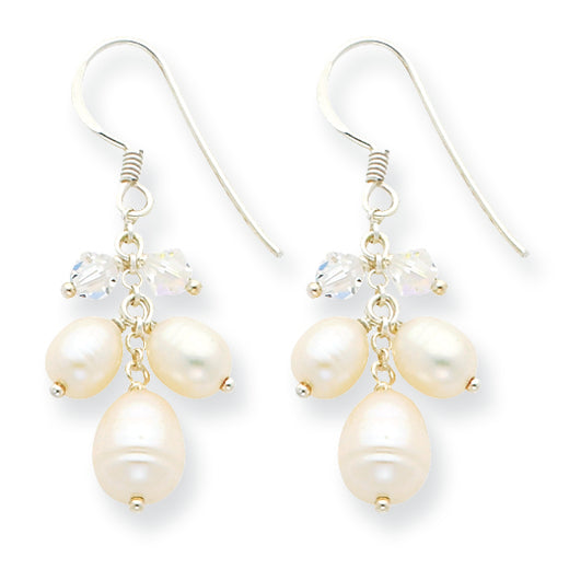 Sterling Silver Freshwater Cultured Pearl/Aurora Borealis Earrings