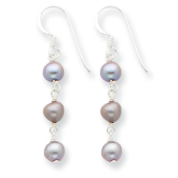Sterling Silver Freshwater Cultured Grey Pearl Earrings