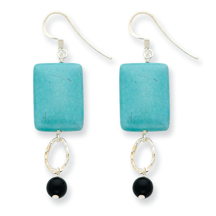 Sterling Silver Black Agate& Blue Howlite Earrings