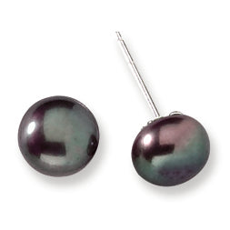 Sterling Silver 7-7.5mm Brown Freshwater Cultured Pearl Post Earrings