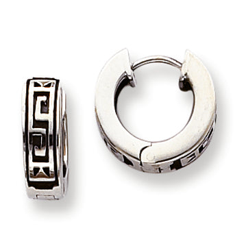 Sterling Silver Greek Key Hoop Earrings