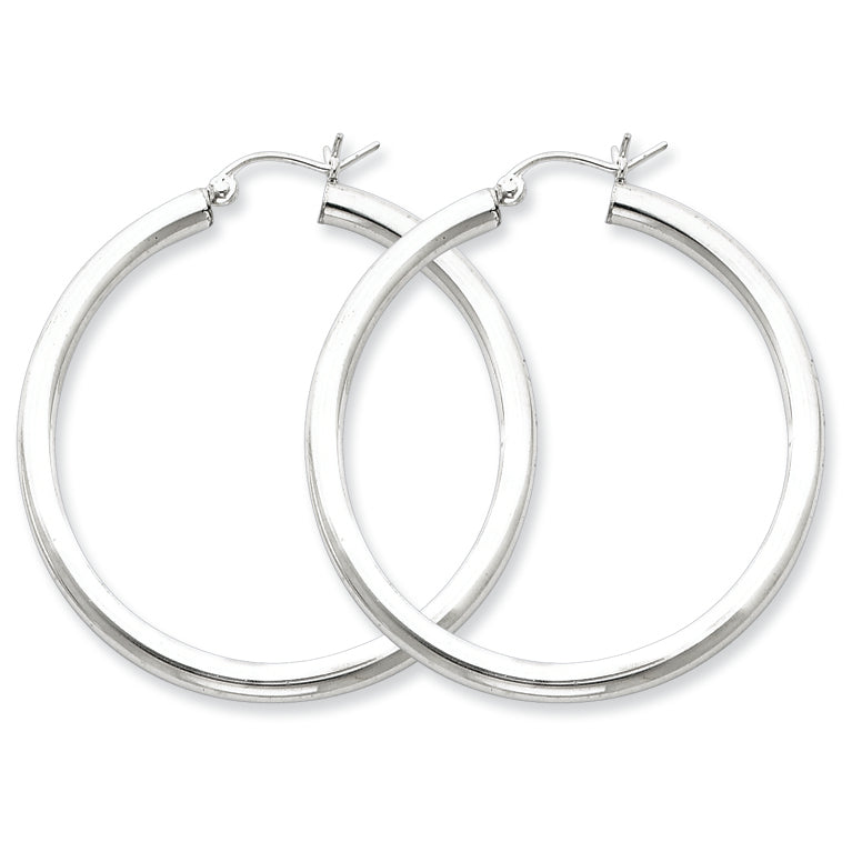 Sterling Silver 3mm Round Hoop Earrings