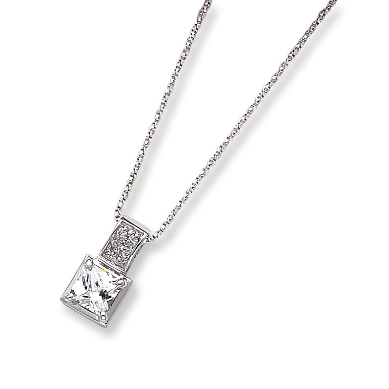 Sterling Silver CZ on 18 Chain Necklace