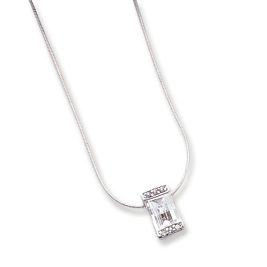 Sterling Silver Clear CZ Pendant on 18 Chain Necklace