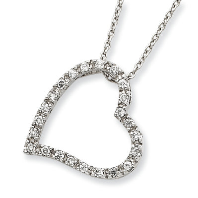 Sterling Silver CZ Heart Pendant on 16 Chain Necklace