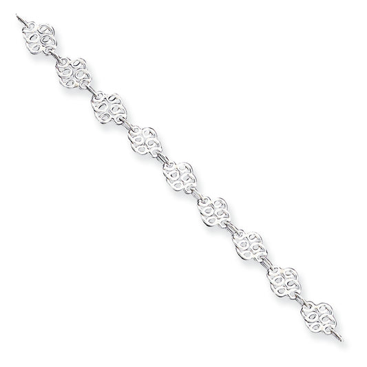 Sterling Silver 10inch Fancy Polished Anklet 10 Inches