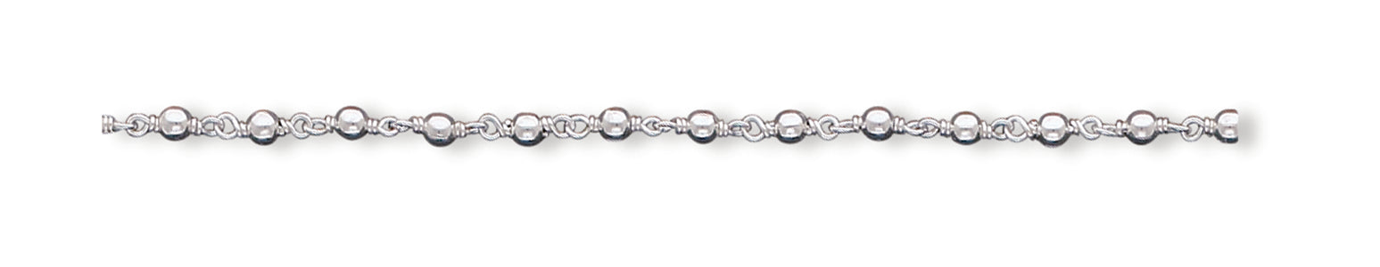 Sterling Silver Fancy Bead Anklet 10 Inches