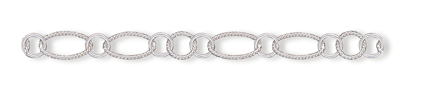 Sterling Silver Fancy Link Anklet 10 Inches