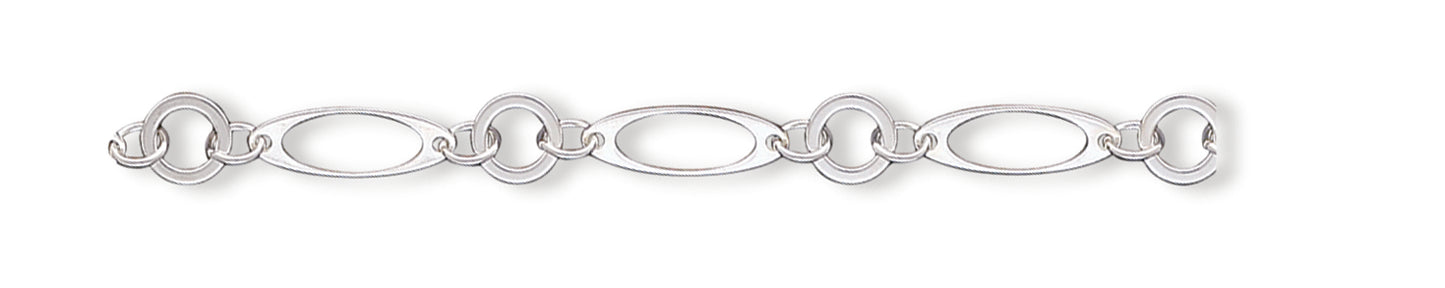 Sterling Silver Fancy Link Anklet 10 Inches