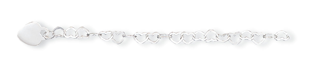 Sterling Silver Heart Link Childs Bracelet 6 Inches