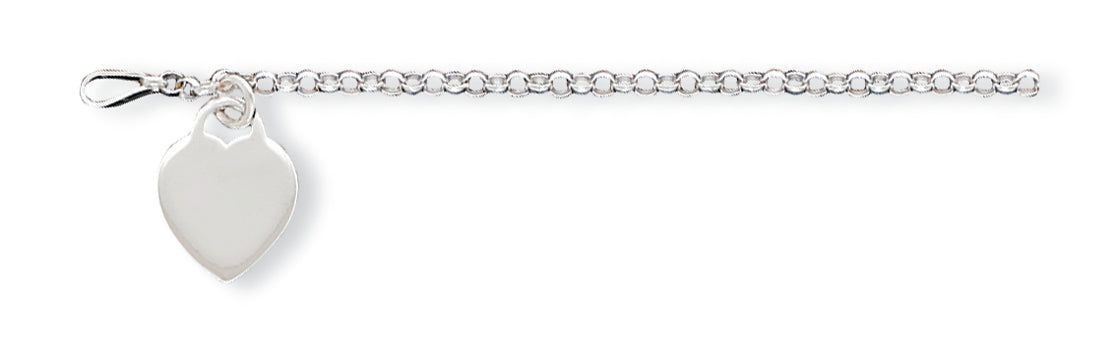 Sterling Silver Heart Charm Bracelet 7.25 Inches