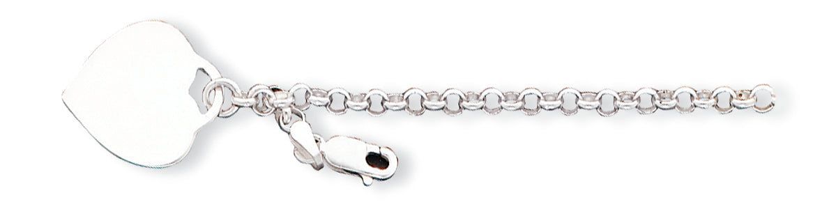 Sterling Silver Heart Charm Bracelet 7.25 Inches