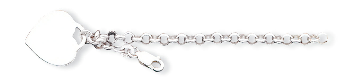 Sterling Silver Heart Charm Bracelet 7.25 Inches