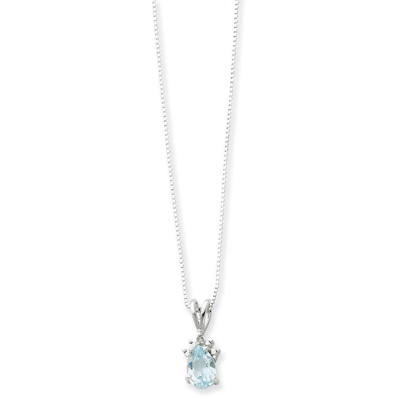 Sterling Silver Blue Topaz and CZ Necklace