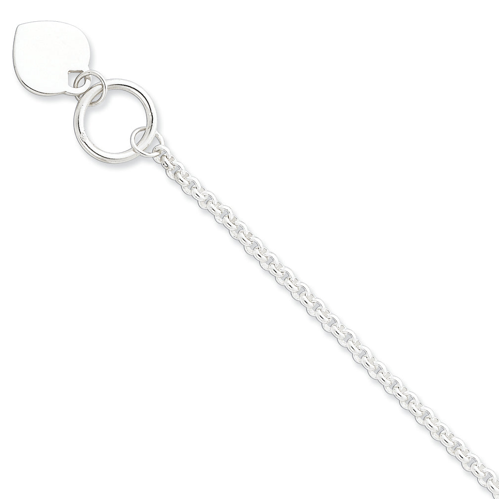 Sterling Silver Heart Toggle Bracelet 7.5 Inches