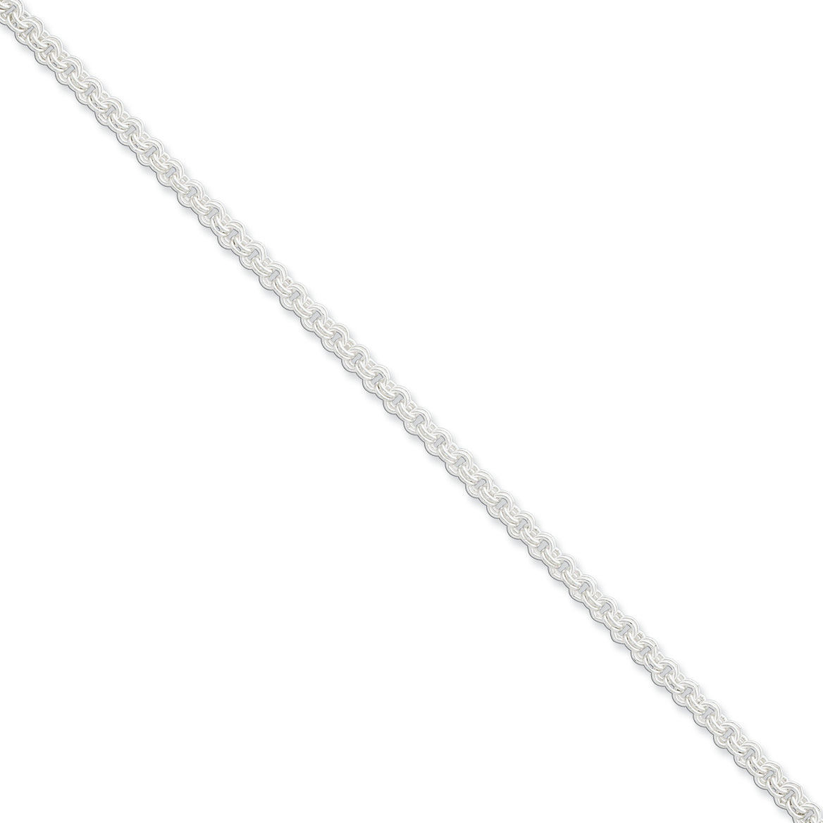 Sterling Silver 3mm Double Link Charm Bracelet 7 Inches
