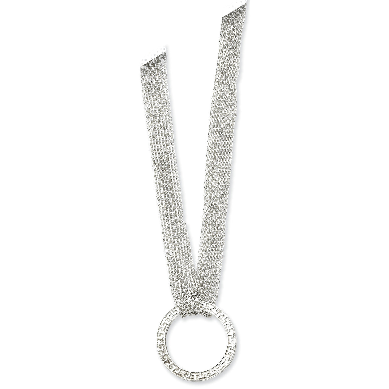 Sterling Silver Fancy Circle Necklace 17 Inches