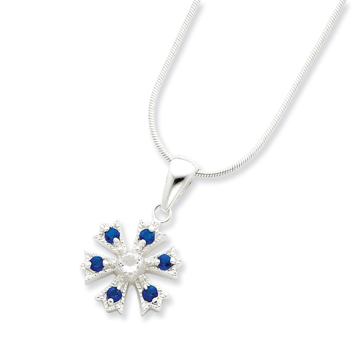 Sterling Silver CZ Snowflake Necklace