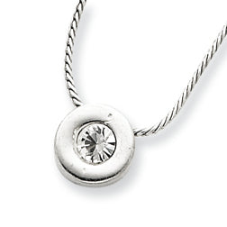 Sterling Silver CZ Charm on 16 Chain Necklace