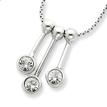 Sterling Silver 3 CZ Dangle Charms on 16 Chain Necklace