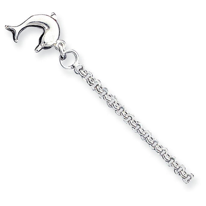 Sterling Silver 9inch Hollow Polished 3-Dimensional Dolphin Anklet 9 Inches