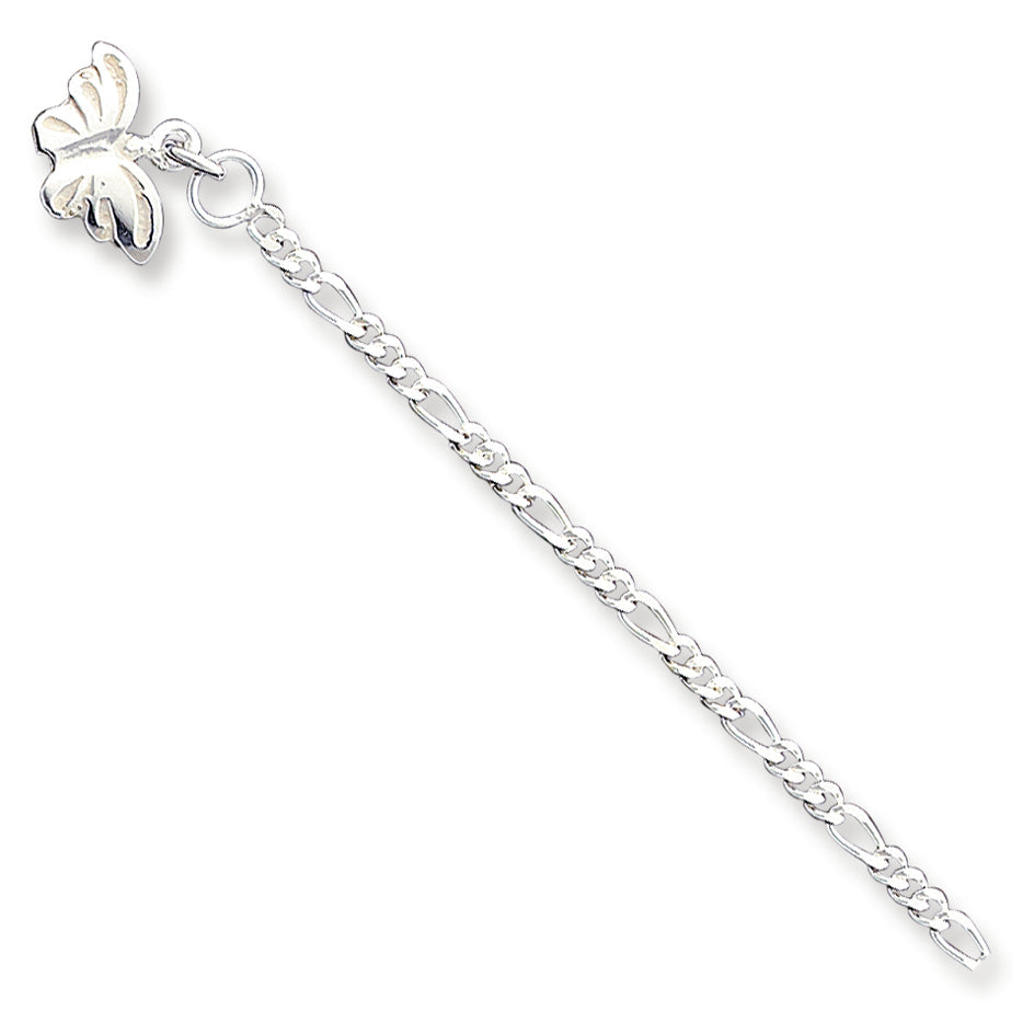 Sterling Silver 10inch Solid Polished Butterfly Anklet 10 Inches