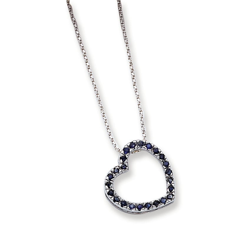 Sterling Silver Blue CZ Heart Slide on 18 Chain Necklace