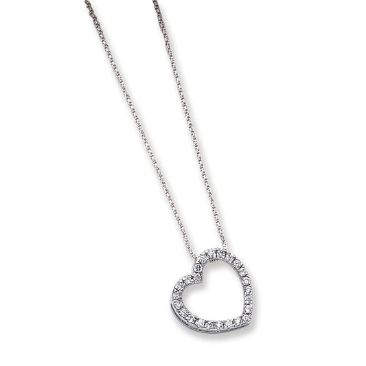 Sterling Silver CZ Heart Slide on 18 Chain Necklace
