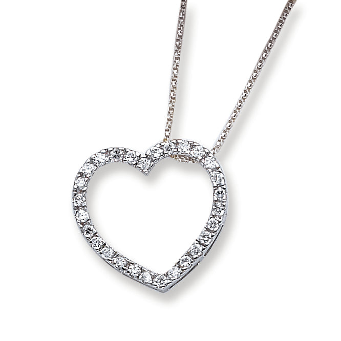 Sterling Silver CZ Heart Slide on 18 Chain Necklace