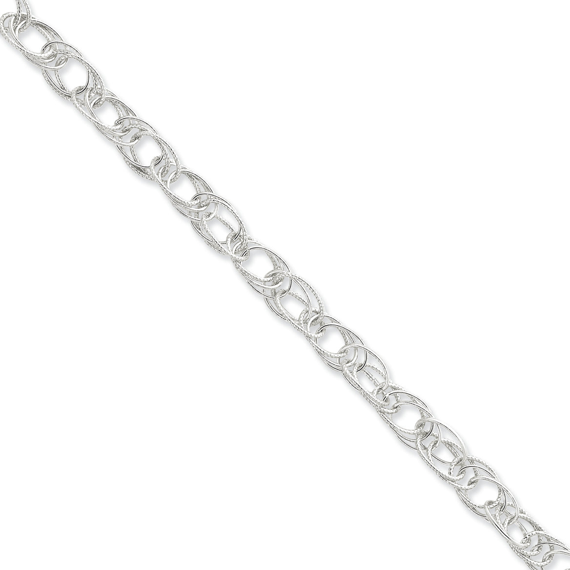 Sterling Silver Fancy Link Bracelet 7.5 Inches