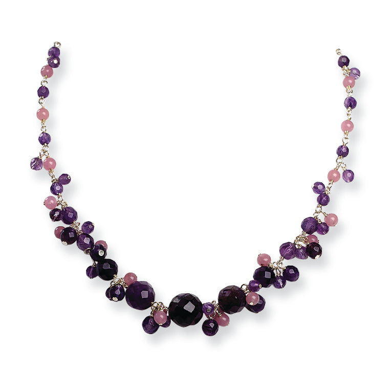 Sterling Silver Amethyst/Lavender Agate/Purple Crystal Necklace