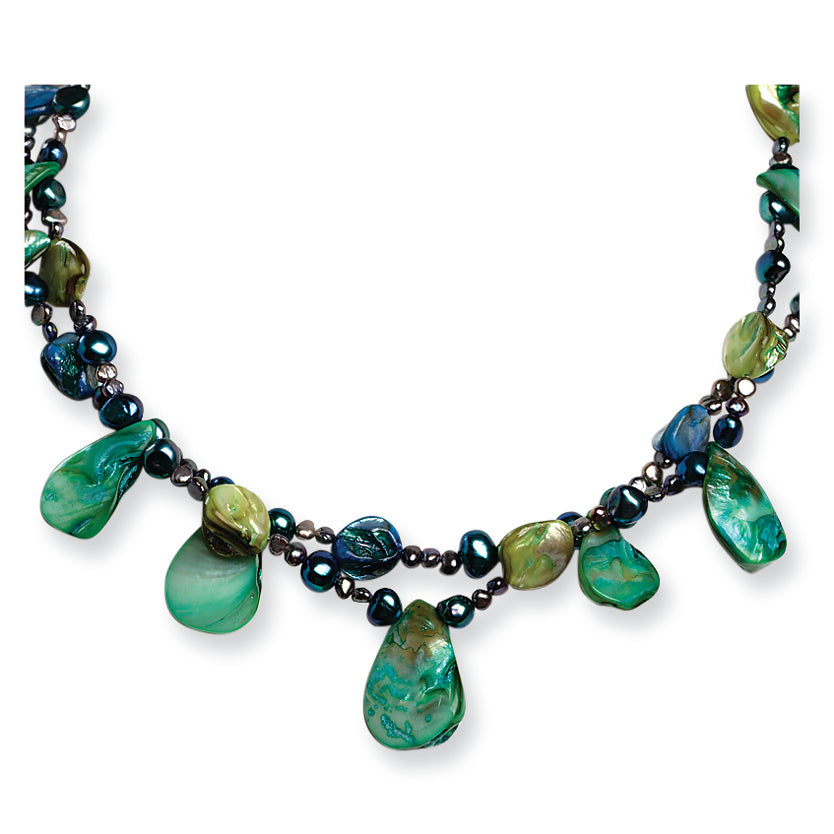 Sterling Silver Freshwater Cultured Pearl & Mother of Pearl Necklace